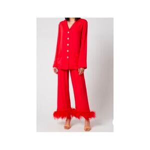 Sleeper Red Feather Trim Pajama Set